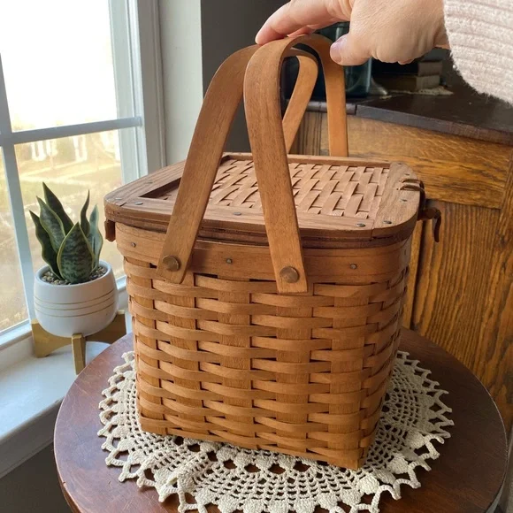 Longaberger 1990 Handcrafted Large Brown Woven Basket EUC